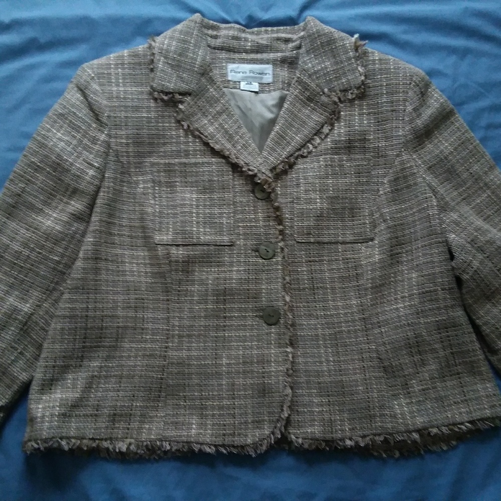 $159 NWT | RENA ROWAN Fringe Tweed Jacket | Women's Size 16W - Picture 2 of 7